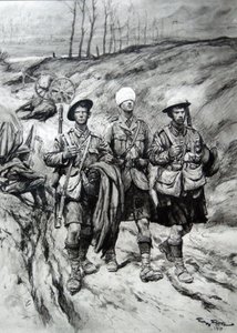 Scottish soldiers helping their wounded officer by Georges Bertin Scott